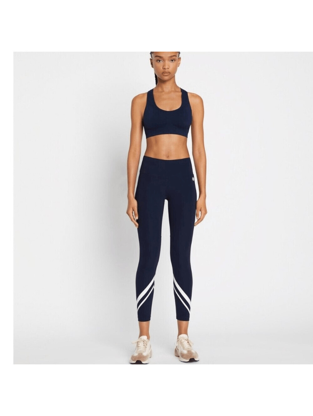 Tory Sport Tory Burch Black White Chevron Stripe Full Length Legging S
